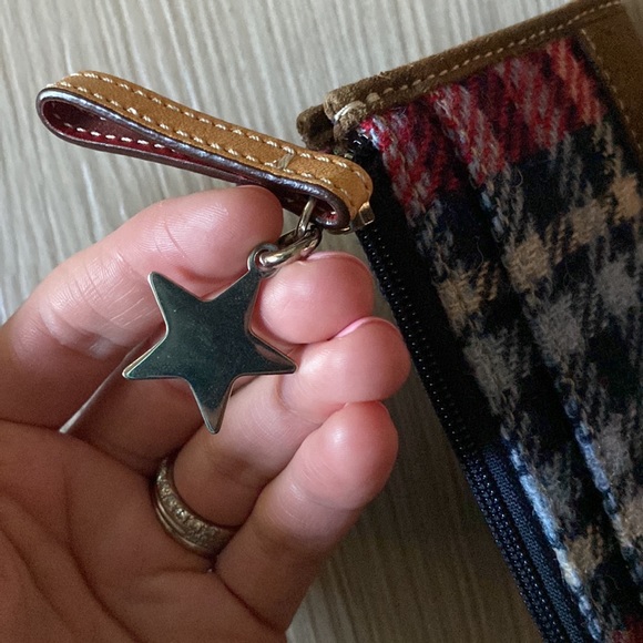 Vintage Coach plaid & suede wallet/coin purse with keychain - Picture 5 of 10